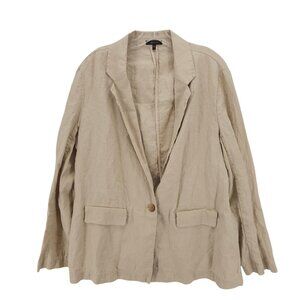 QUINCE 100% European Linen Blazer Driftwood Beige Natural 1-Button Women's XL